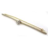 15ct gold (tested) single stone old cut diamond brooch, diamond approx 0.