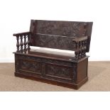 Early 20th century oak monks bench,