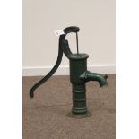 20th century painted cast iron hand water pump,