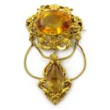 Victorian 18ct gold (tested) citrine pendant brooch Condition Report & Further Details