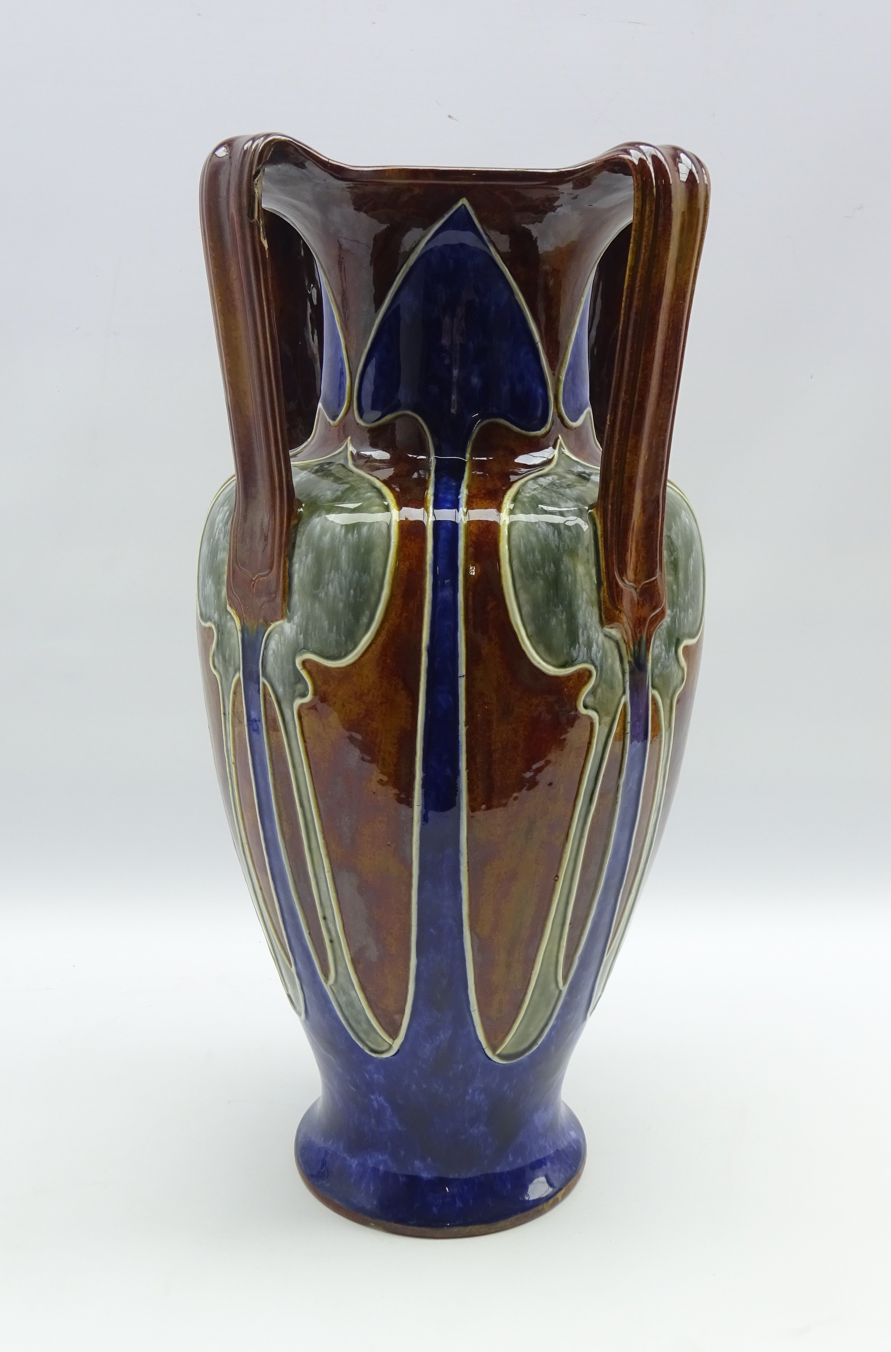 Large early 20th century Royal Doulton four handled vase by Frank Butler decorated in the Art - Image 2 of 6