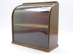 Edwardian oak table top glazed display cabinet with single shelf and curved glass front on walnut