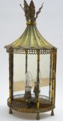 Gilt metal lantern shaped wall light, four bamboo moulded columns, pierced gallery,