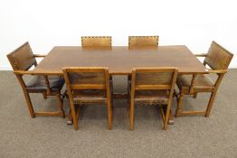 Titchmarsh & Goodwin oak trestle dining table with rectangular top,