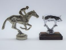 Art Deco style chrome mascot in the form of a Horse and Jockey,