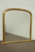 Gilt overmantel mirror, moulded arched top frame,