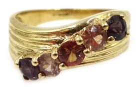 Five stone set gold ring, hallmarked 9ct Condition Report & Further Details Size J,