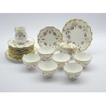 Royal Crown Derby 'Royal Antoinette' pattern tea service comprising 6 cups and saucers, 6 plates,