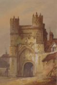 Francis Nicholson (1753-1844) Monk Bar York watercolour, signed and dated 1827,