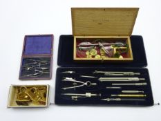 Two 19th century cased sets of Drawing Instruments,