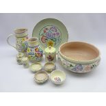 Group of Poole pottery including a fruit bowl, vase, jug,