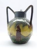 Art Nouveau Flemish earthenware three handled vase by Leo Maes Vereenooghe,