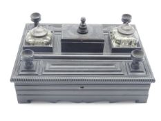 Early 20th century Anglo-Indian ebonised inkstand,