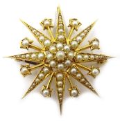 Victorian gold seed pearl star pendant/brooch,