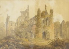 George Cuit (1743-1818); watercolour of Rievaulx Abbey, signed and dated 1803,
