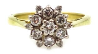 18ct gold (tested) diamond cluster ring Condition Report & Further Details Approx 4.
