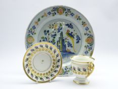 18th Century English Delft polychrome plate, probably Lambeth,