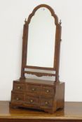 Early 20th century walnut Queen Anne style toilet mirror, shaped arch framed mirror,