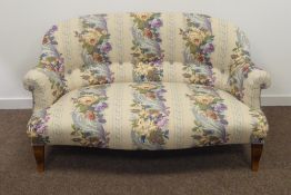 Late 19th century French beech framed settee, upholstered in vintage floral pattern fabric,
