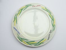 Victorian circular bread plate, the border moulded with corn sheaf's and 'Waste Not', 'Want Not',