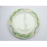 Victorian circular bread plate, the border moulded with corn sheaf's and 'Waste Not', 'Want Not',