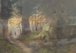 T W Lascelles (1885-1914) pair of oil paintings of woodland scenes,