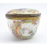 19th century Samson of Paris porcelain box of quatrefoil form painted in polychrome enamels with