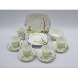 1930s Shelley tea set for four persons decorated in the Foxglove pattern no.