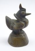 Burmese cast bronze opium weight, in the form of a mythical bird,