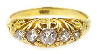 Graduating five stone diamond gold ring,