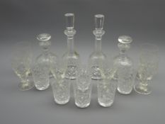 Pair Waterford crystal decanters, one bearing label, pair cut crystal mallet shaped decanters,