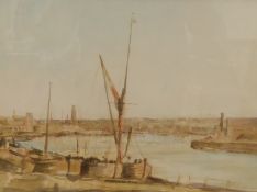 Sir David Muirhead Bone (1876-1953); estuary scene, watercolour, signed and dated 1928,