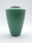 Wedgwood Keith Murray shoulder vase of tapering design in green with ribbed decoration H 29cms