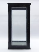 Ebonised glazed display cabinet of square form,