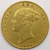 Queen Victoria 1869 gold half sovereign,