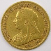 Queen Victoria 1900 gold half sovereign