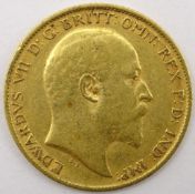 King Edward VII 1905 gold half sovereign