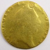 George III gold 'spade' guinea, heavily worn,
