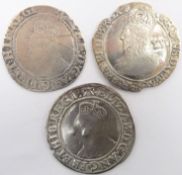 Elizabeth I Shilling 1582-1584, plus one other and a Charles I Shilling 1632-1633 clipped,