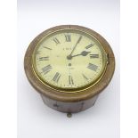 LNER station oak cased circular wall clock with eight day fusee movement No.