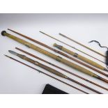Alcocks split cane three-piece fly fishing rod,