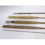 Hardy Palakona 'The Pope' two-piece split cane fly fishing rod and two other Hardy cane part rods