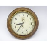 B.R.(M) station Smiths oak cased circular wall clock with eight day spring driven movement No.