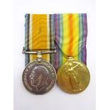 Pair of WW1 medals comprising British War Medal and Victory Medal awarded to S-9721 Pte. S.Swan A.