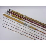 Milward's Flymaster three-piece split cane fly rod, 8ft, in canvas bag,