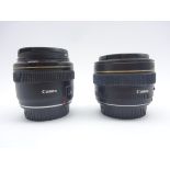 'CANON LENS EF 28mm 1:1.8' camera lens and 'CANON LENS EF 50mm 1:1.