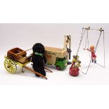 Japanese Branko celluloid mechanical acrobat, boxed, Tri-ang Heath & Downs horse transporter,
