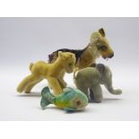 Four 1950s and 1960s Steiff Mohair Plush Animals, comprising standing Elephant, Goat,