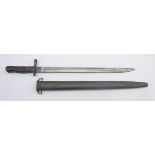 USA model 1917 Enfield bayonet with 43cm fullered steel blade and scabbard 58cm overall