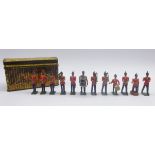 Britains die-cast twelve-piece marching band with articulated limbs, unboxed,